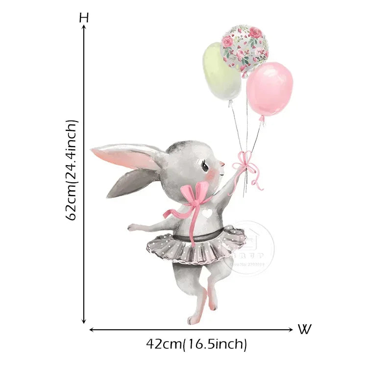 Kanin med ballonger väggdekor - Lekfull design - Barnrumsdekor - Väggdekorshopen