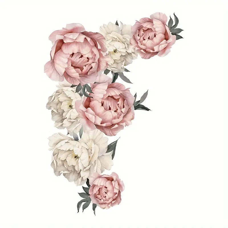 Pionblomma väggdekor - Romantisk blomdesign - Elegant växtmotiv - Väggdekorshopen	