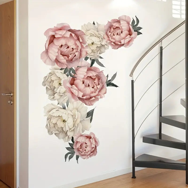 Pionblomma väggdekor - Romantisk blomdesign - Elegant växtmotiv - Väggdekorshopen	