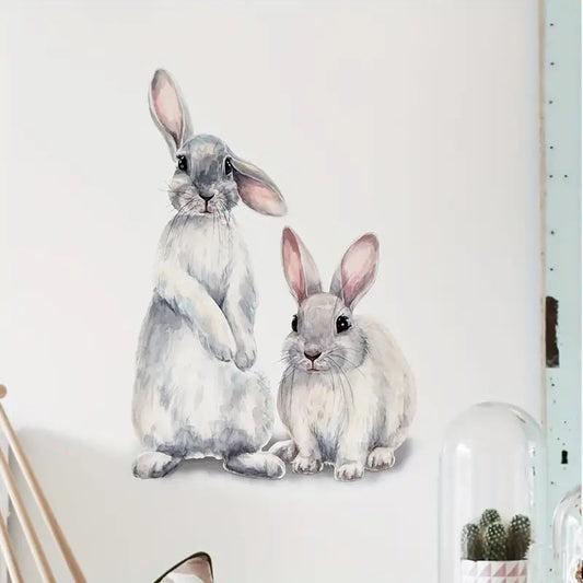 Två söta kaniner  - Gullig design - Barnrumsdekor - shopen