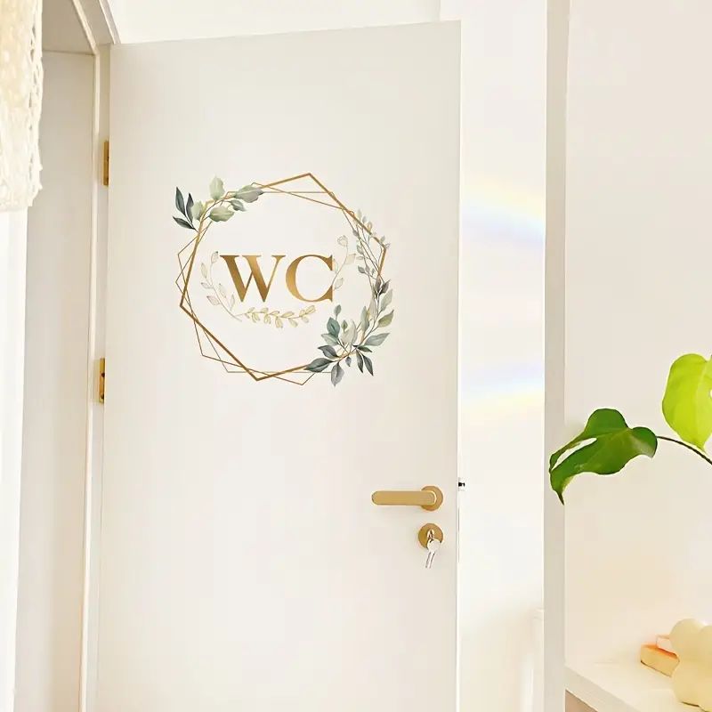 Elegant WC dörrdekal väggdekor - Toalettskylt - 15x10cm - Modern design - Väggdekorshopen	
