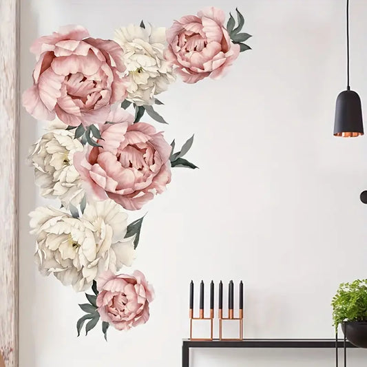 Pionblomma väggdekor - Romantisk blomdesign - Elegant växtmotiv - Väggdekorshopen	