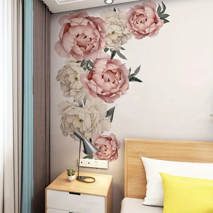 Pionblomma väggdekor - Romantisk blomdesign - Elegant växtmotiv - Väggdekorshopen	