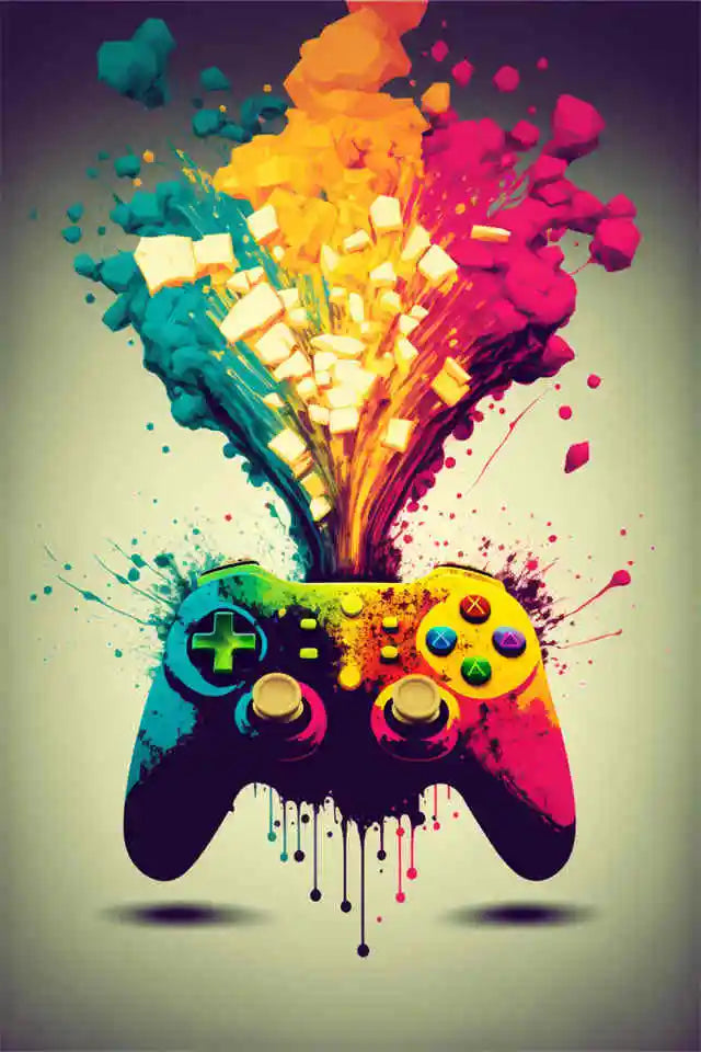 Gaming explosion poster - Färgglad design - Spelmotiv - Väggdekorshopen	