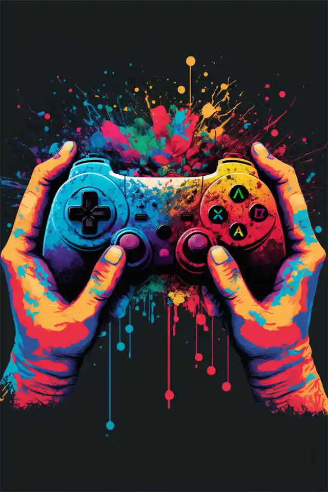 Gaming explosion poster - Färgglad design - Spelmotiv - Väggdekorshopen	
