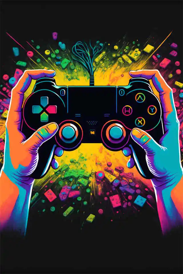 Gaming explosion poster - Färgglad design - Spelmotiv - Väggdekorshopen	