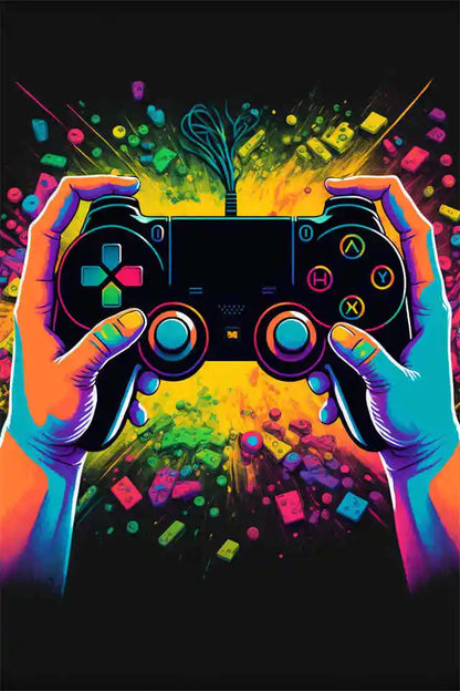 Gaming explosion poster - Färgglad design - Spelmotiv - Väggdekorshopen	