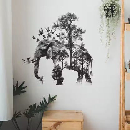 Elefant med skogssilhuett väggdekor - Naturmotiv - Djungeldesign - Väggdekorshopen	