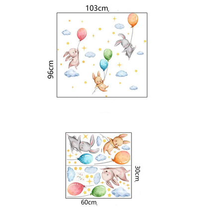 Väggdekor Kaniner med ballonger