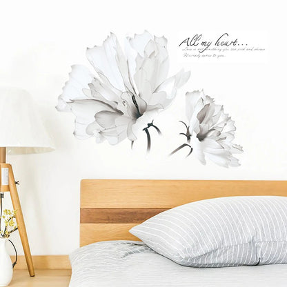Vita blommor väggdekor - Elegant blomdesign - Skandinavisk stil - Väggdekorshopen	