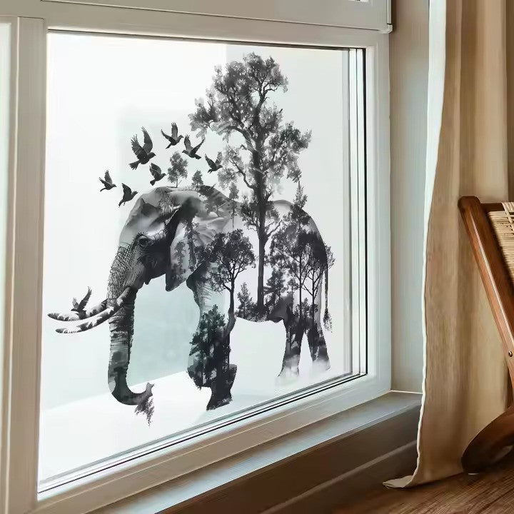 Elefant med skogssilhuett väggdekor - Naturmotiv - Djungeldesign - Väggdekorshopen	