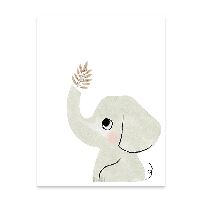Djungeldjur och regnbåge i akvarellstil poster - Färgglad design - Barnrumsdekor - Väggdekorshopen	