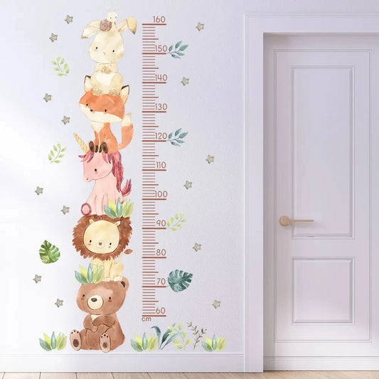 Mätsticka med djur och enhörning  - Pedagogisk design - Barnrumsdekor - shopen