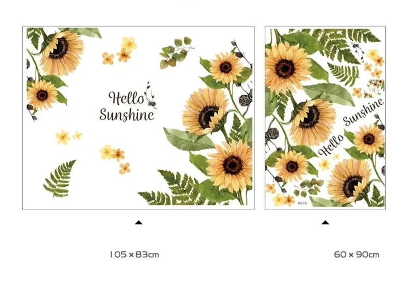 Solrosor väggdekor - Somrig blomdesign - Gul blomsterdekoration - Väggdekorshopen	