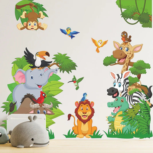 Glada djungeldjur  - Lekfull design - Barnrumsdekor - shopen