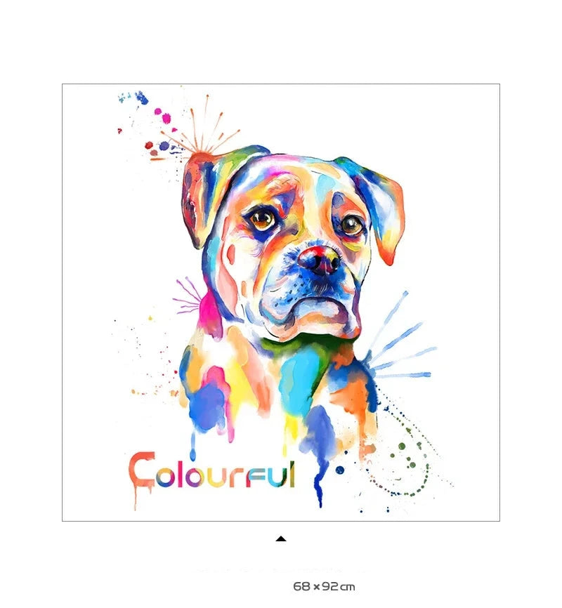 Färgglad hund väggdekor - Modern design - Lekfull hundmotiv - Väggdekorshopen	