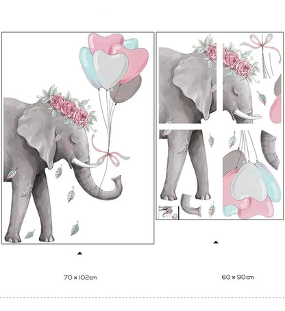 Väggdekor Elefant med blomkrans
