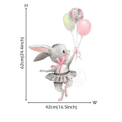 Kanin med ballonger väggdekor - Lekfull design - Barnrumsdekor - Väggdekorshopen	