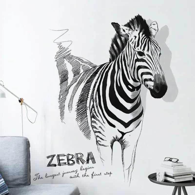 Skissad zebra väggdekor - Konstnärlig design - Modern djurkonst - Väggdekorshopen	
