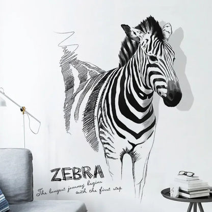 Skissad zebra väggdekor - Konstnärlig design - Modern djurkonst - Väggdekorshopen	