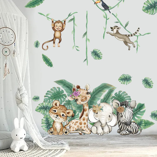 Söta tecknade djungeldjur  - Gullig design - Barnrumsdekor - shopen