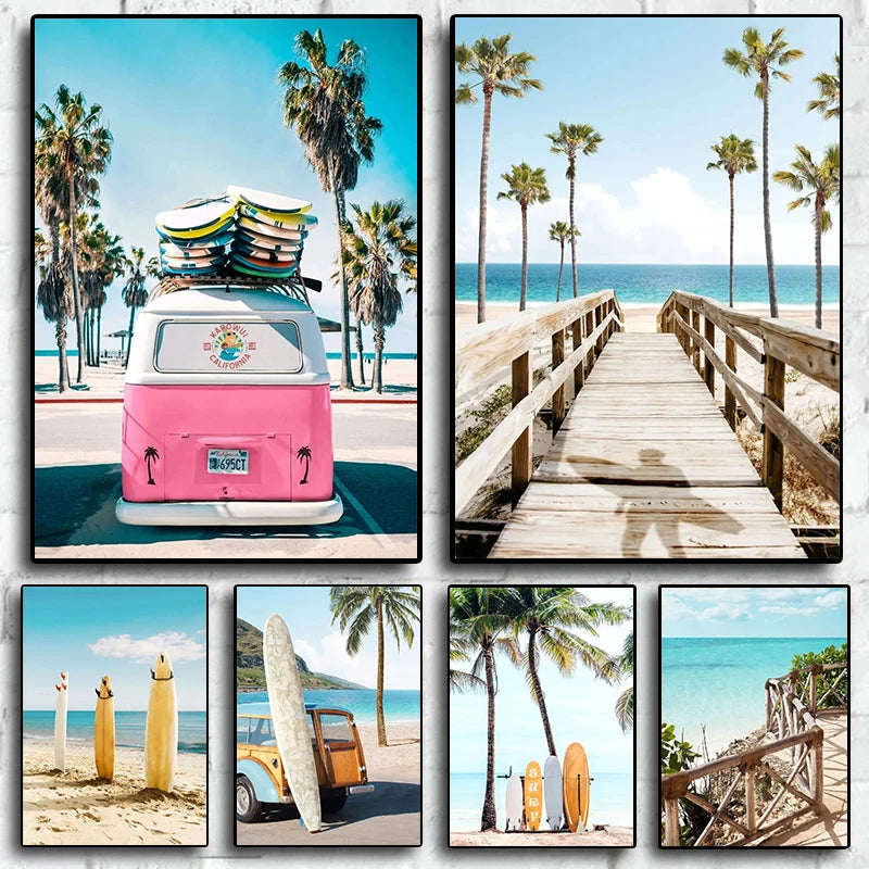 Strandmotiv och surfkultur poster - Strandliv design - Väggdekorshopen	