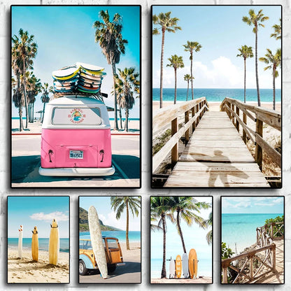 Strandmotiv och surfkultur poster - Strandliv design - Väggdekorshopen	
