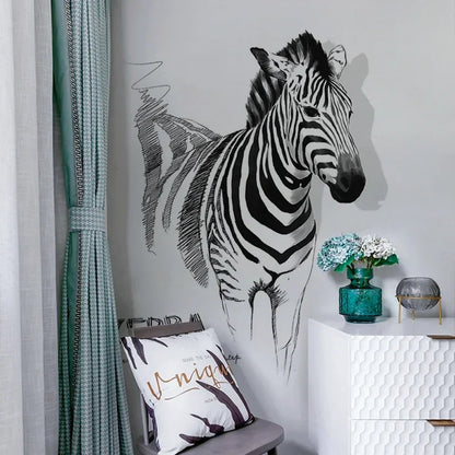 Skissad zebra väggdekor - Konstnärlig design - Modern djurkonst - Väggdekorshopen	