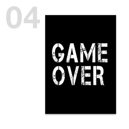Gaming poster med kontroller - Svartvit design - Spelmotiv med citat - Väggdekorshopen	