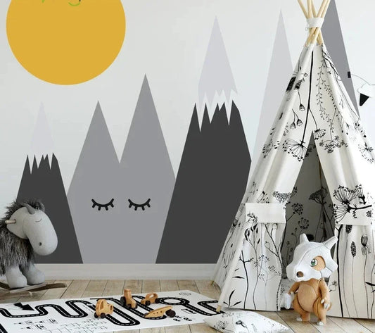 Tecknade berg  - Naturinspirerad design - Barnrumsdekor - shopen