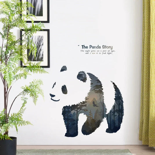 Panda med silhuett  - Asiatisk design - Barnrumsdekor - shopen