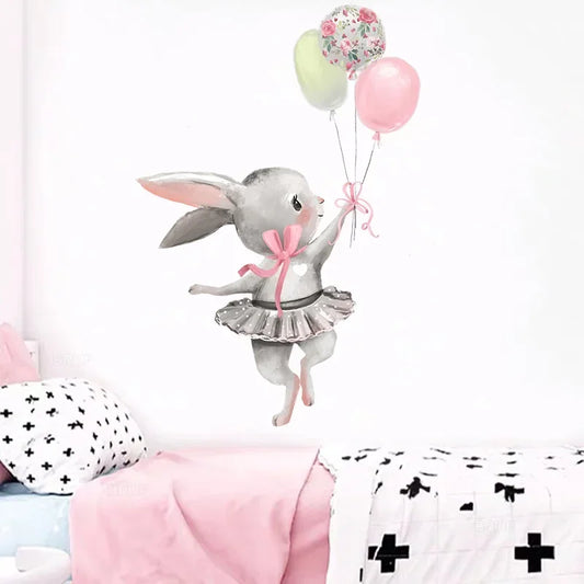 Kanin med ballonger  - Lekfull design - Barnrumsdekor - shopen