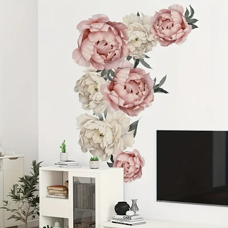 Pionblomma väggdekor - Romantisk blomdesign - Elegant växtmotiv - Väggdekorshopen	