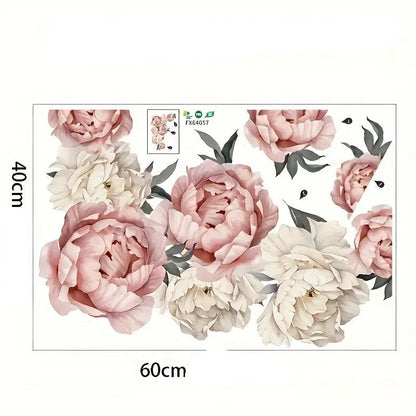 Pionblomma väggdekor - Romantisk blomdesign - Elegant växtmotiv - Väggdekorshopen	
