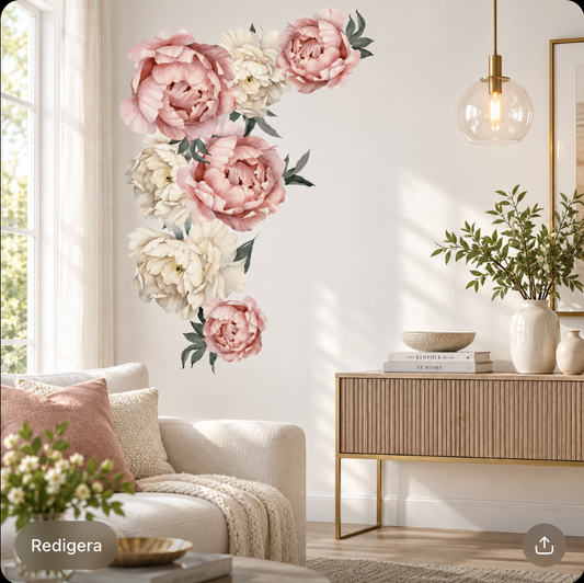 Väggdekal med pionblommor