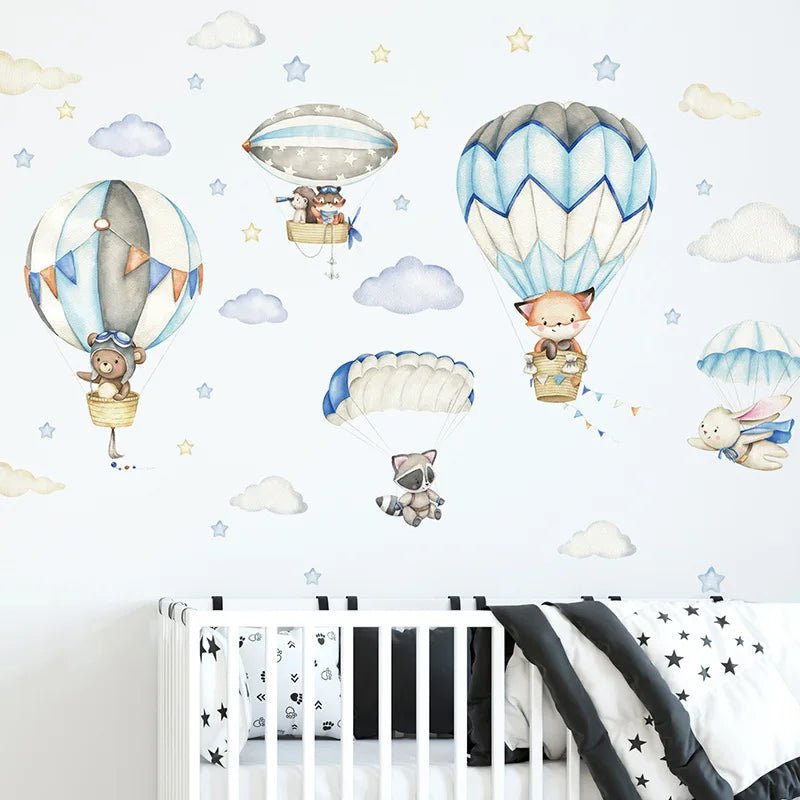 Blåa luftballonger väggdekal - Lekfull design - Barnrumsdekor - Väggdekorshopen	