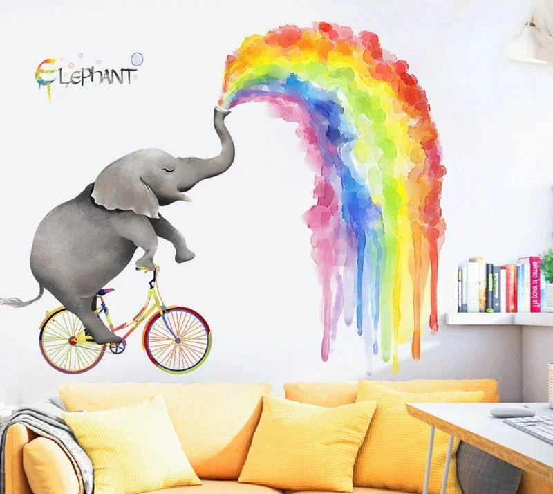 Cyklande elefant väggdekor - Lekfull design - Barnrumsdekor - Väggdekorshopen	