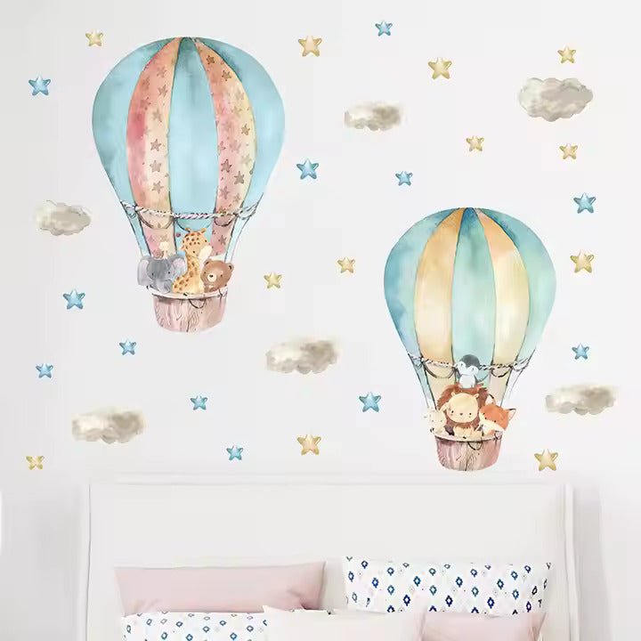 Djur i luftballonger väggdekor - Äventyrlig design - Barnrumsdekor - Väggdekorshopen	