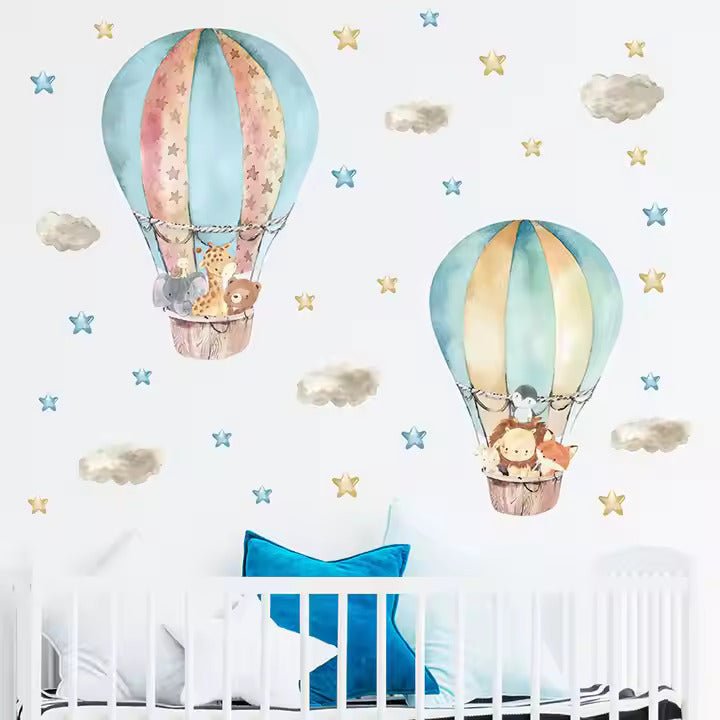 Djur i luftballonger väggdekor - Äventyrlig design - Barnrumsdekor - Väggdekorshopen	